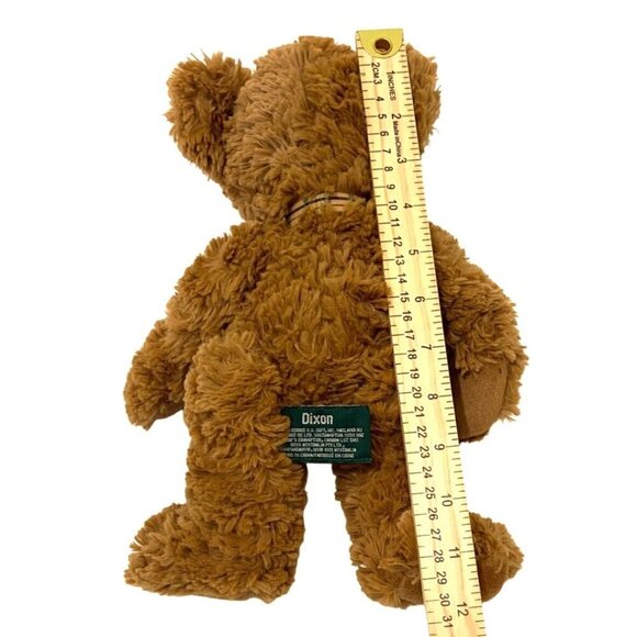 Vintage Dixon Teddy Bear Plush Stuffed Animal With Plaid Bow 17" - Picture 4 of 4